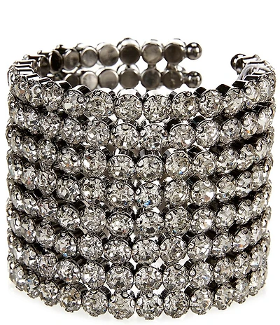 Natasha Accessories Multi Row Stone Cuff Bracelet