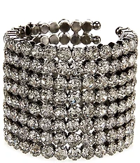 Natasha Accessories Multi Row Stone Cuff Bracelet