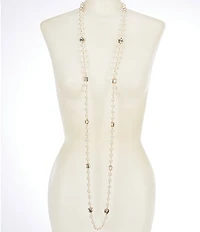 Natasha Accessories Pearl Crystal Long Strand Necklace