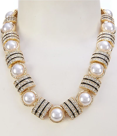 Natasha Accessories Pearl Rondelle Collar Necklace