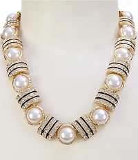 Natasha Accessories Pearl Rondelle Collar Necklace