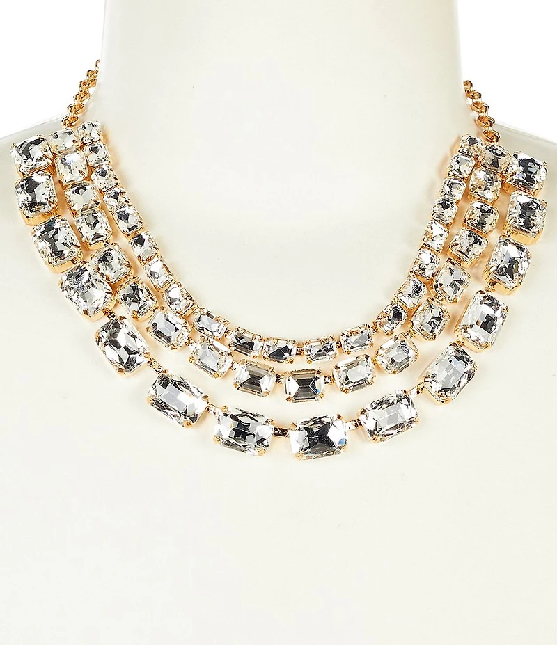 Natasha Accessories Rectangle Stone Short Multi Strand Necklace