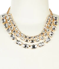 Natasha Accessories Rectangle Stone Short Multi Strand Necklace