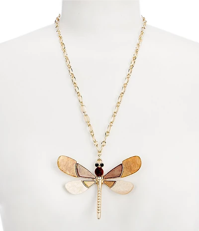 Natasha Accessories Resin Dragonfly Short Pendant Statement Necklace