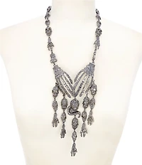 Natasha Accessories Skeleton Skull Rhinestone Statement Necklace