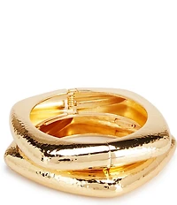 Natasha Accessories Square Hammered Bangle Bracelet Set