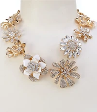 Natasha Accessories Stone Flower Power Statement Collar Necklace