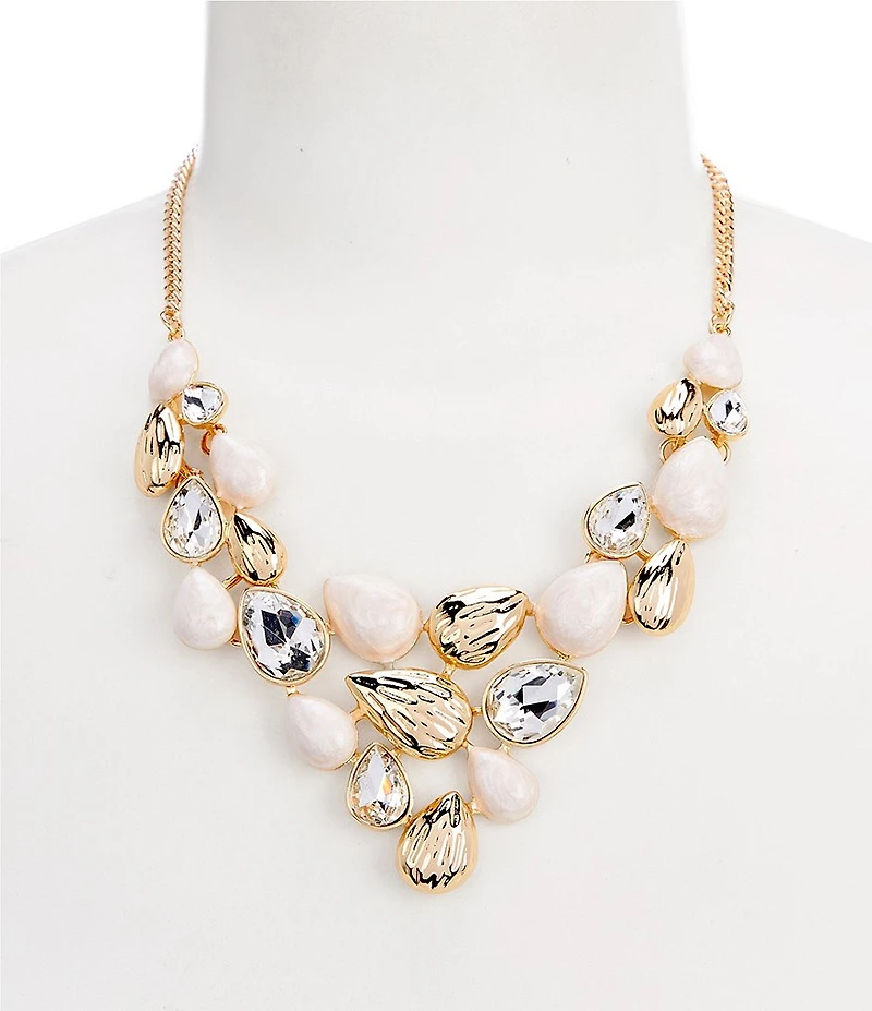 Natasha Accessories Teardrop Stone Statement Collar Necklace