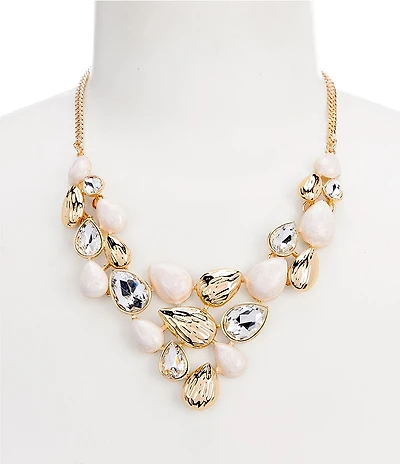 Natasha Accessories Teardrop Stone Statement Collar Necklace