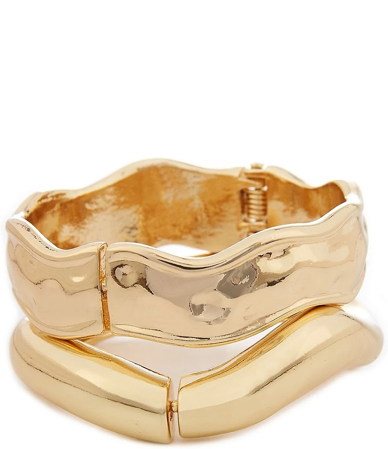 Natasha Accessories Textured Cuff Bracelet Set