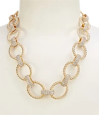 Natasha Accessories Textured Pave Link Collar Necklace