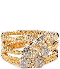 Natasha Accessories Two Tone Crystal Hinge Bracelet Set