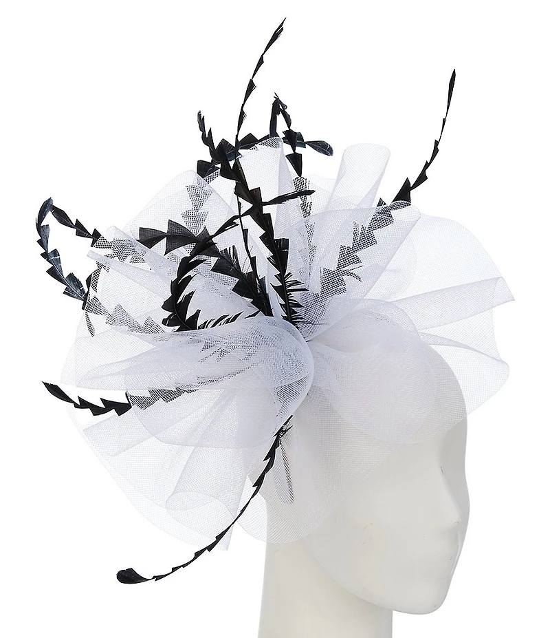 Natasha Accessories Two Tone Net Feathers Fascinator