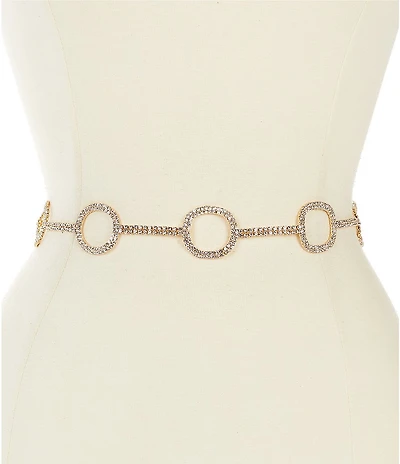 Natasha Accessories Wavy Square Rhinestone Belt