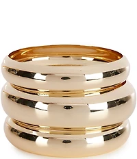 Natasha Accessories Wide Metal Sculpted Bangle Bracelet Set