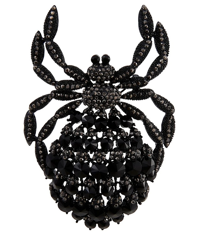 Natasha Accessories XL Black Crystal Spider Pin