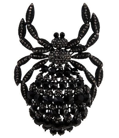 Natasha Accessories XL Black Crystal Spider Pin
