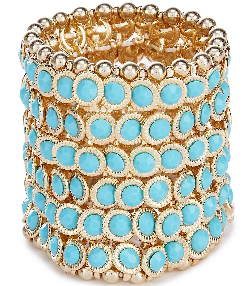 Natasha Accessories XL Muti Row Turquoise Stretch Bracelet
