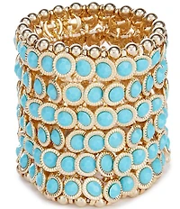 Natasha Accessories XL Muti Row Turquoise Stretch Bracelet