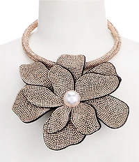 Natasha Accessories XL Stone Flower Statement Collar Necklace