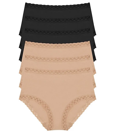 Natori Bliss Pima Cotton Lace Trim Brief Panty 6-Pack