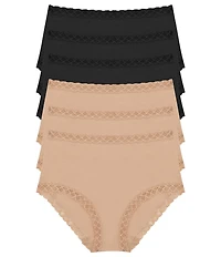 Natori Bliss Pima Cotton Lace Trim Brief Panty 6-Pack