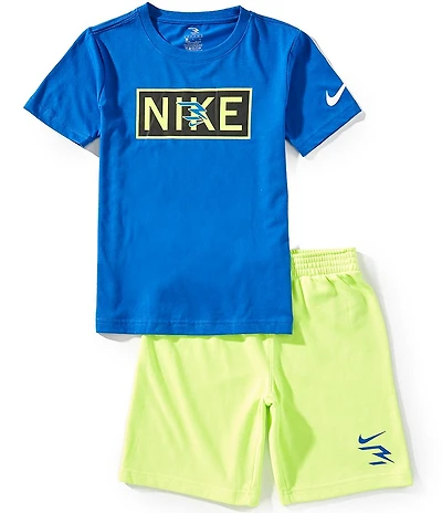 3BRAND by Russell Wilson Big Boys Short-Sleeve Plate Logo Knit T-Shirt & Solid French Terry Shorts Set