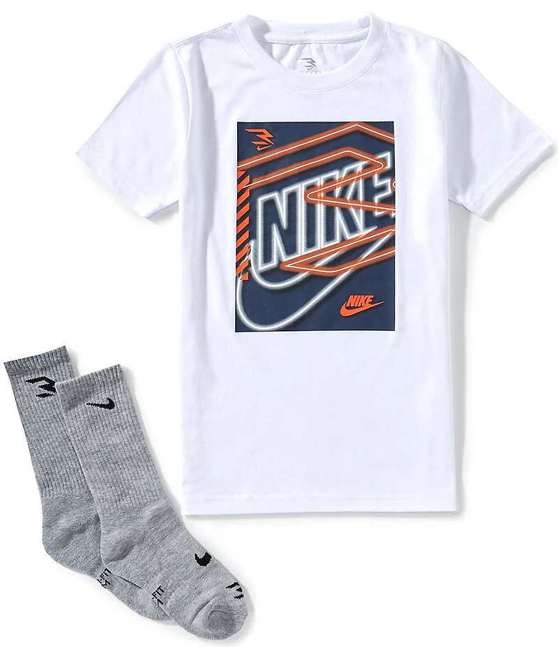 3BRAND by Russell Wilson Big Boys Short Sleeve 3X3 Graphic T-Shirt & Matching Socks