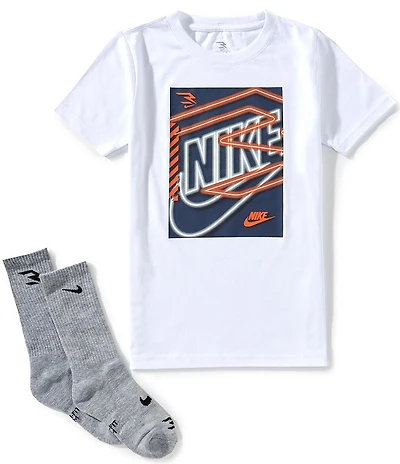 3BRAND by Russell Wilson Big Boys Short Sleeve 3X3 Graphic T-Shirt & Matching Socks