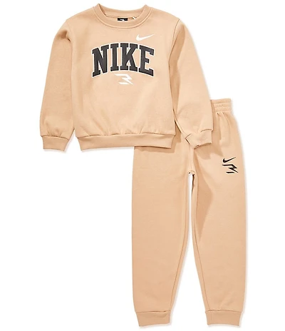 Nike 3BRAND by Russell Wilson Boys Long-Sleeve Arched Wordmark Fleece Sweatshirt & Matching Jogger Pants Set