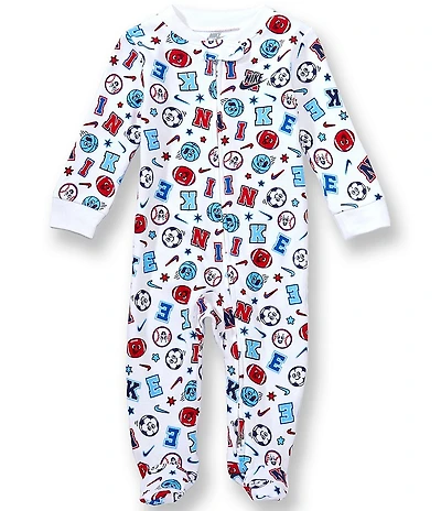 Nike Baby Boys Long Sleeve Logo Sport Print Footed Coverall