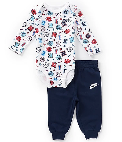 Nike Baby Boys Long Sleeve Sport Logo Waffle Bodysuit & Pants Set