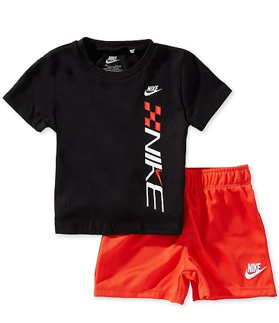 Nike Baby Boys Short Sleeve Victory Lap Vertical Wordmark T-Shirt & Mesh Shorts 2-Piece Set