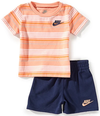 Nike Baby Boys Stripe Short Sleeve Tee & Shorts Set