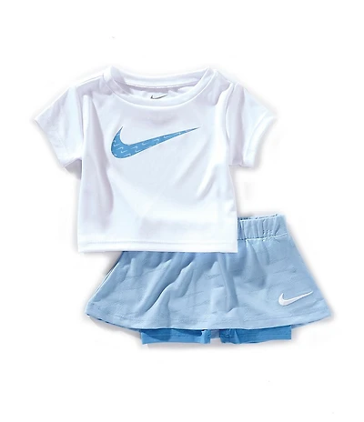 Nike Baby Girls Short-Sleeve Swoosh T-Shirt & Skort Set