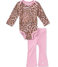 Nike Baby Girls Long Sleeve Leopard Print Bodysuit And Flared Legging Set