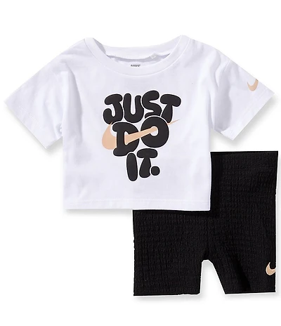 Nike Baby Girls Short Sleeve Bold Play T-Shirt & Biker Shorts Set