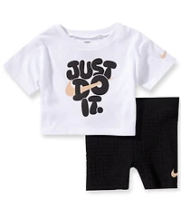 Nike Baby Girls Short Sleeve Bold Play T-Shirt & Biker Shorts Set