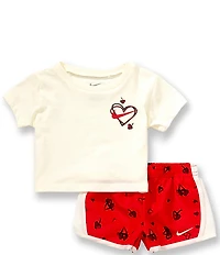 Nike Baby Girls Short Sleeve Cherry Tee & Tempo Shorts 2-Piece Set