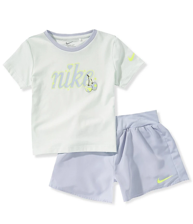 Nike Baby Girls Short Sleeve Cherry Tee & Short 2-Piece Set