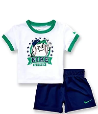 Nike Baby Girls Short Sleeve Dri-Fit Baseball Character T-Shirt & Shorts 2-Piece Set