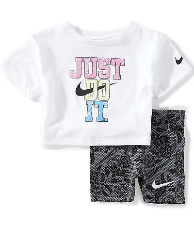 Nike Baby Girls Short Sleeve Lace It Up T-Shirt & Bike Shorts 2-Piece Set