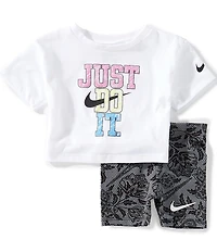 Nike Baby Girls Short Sleeve Lace It Up T-Shirt & Bike Shorts 2-Piece Set