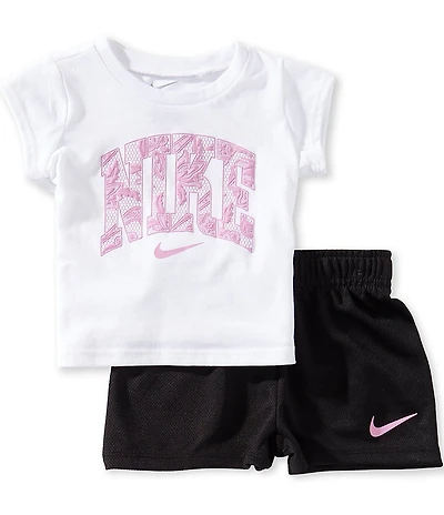 Nike Baby Girls Short Sleeve Lace It Up T-Shirt & Mesh Shorts 2-Piece Set