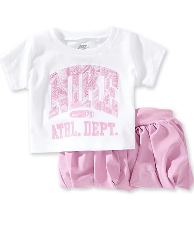 Nike Baby Girls Short Sleeve Lace It Up Tee & Bubble Hem Scooter 2-Piece Set