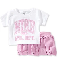Nike Baby Girls Short Sleeve Lace It Up Tee & Bubble Hem Scooter 2-Piece Set