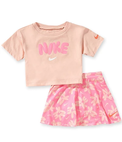 Nike Baby Girls Short Sleeve Logo T-Shirt & Swoosh Skort Set