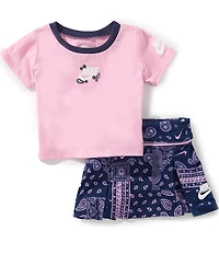 Nike Baby Girls Short Sleeve Retro Remix Tee & Scooter Skort 2-Piece Set
