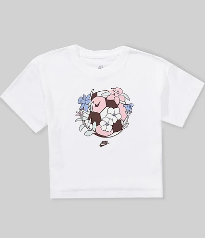 Nike Big Girls Short Sleeve Floral Soccer Boxy T-Shirt