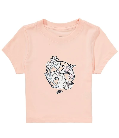 Nike Big Girls Short Sleeve Crew Neck Floral Basketball Graphic T-Shirt